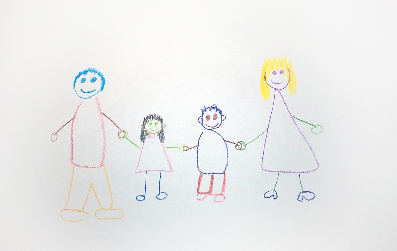family drawing children free photo