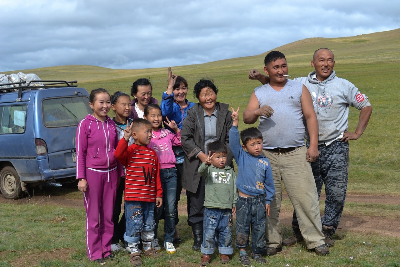 family mongolia steppe free photo