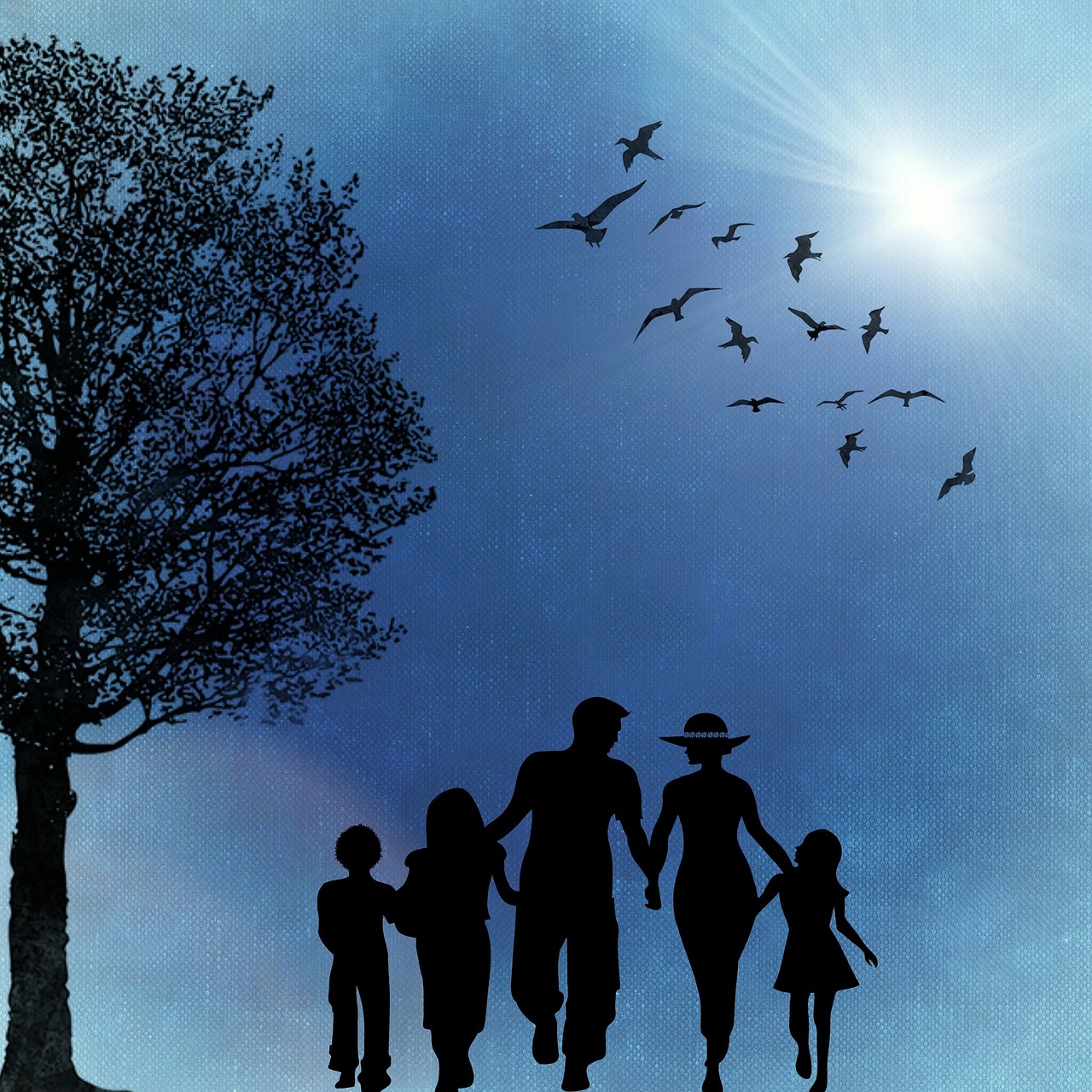 family silhouettes tree free photo