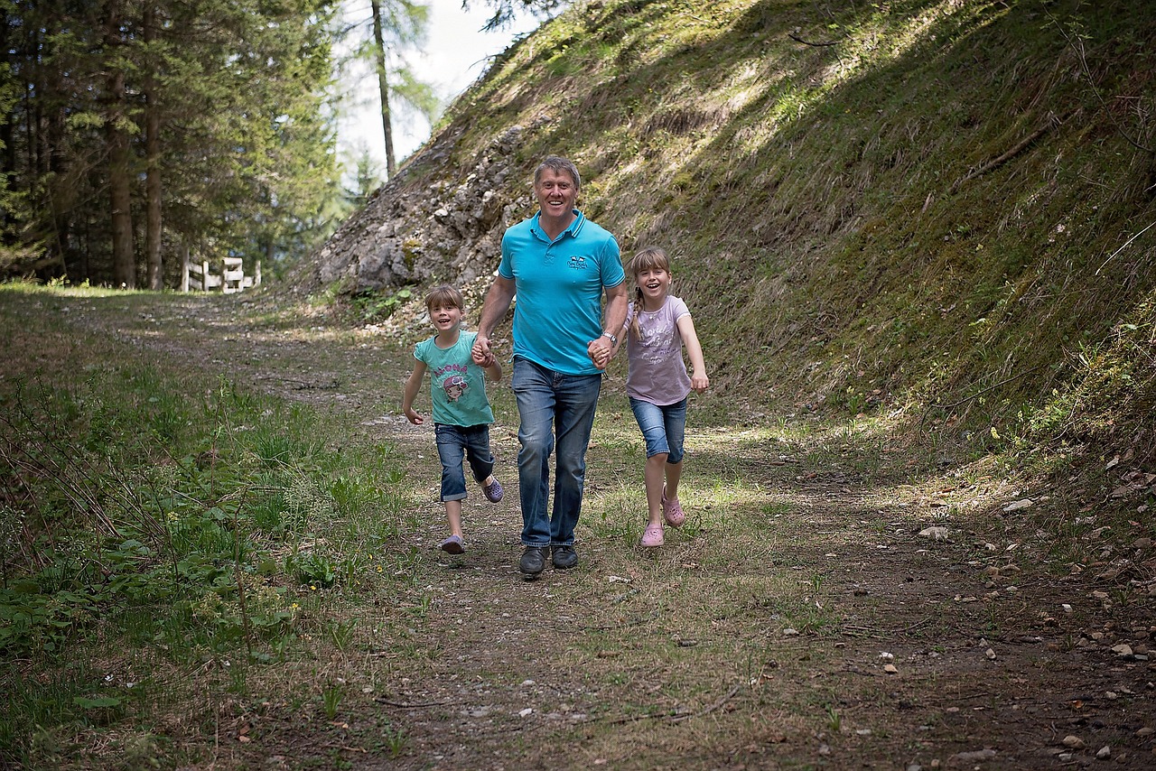 family hike walk free photo