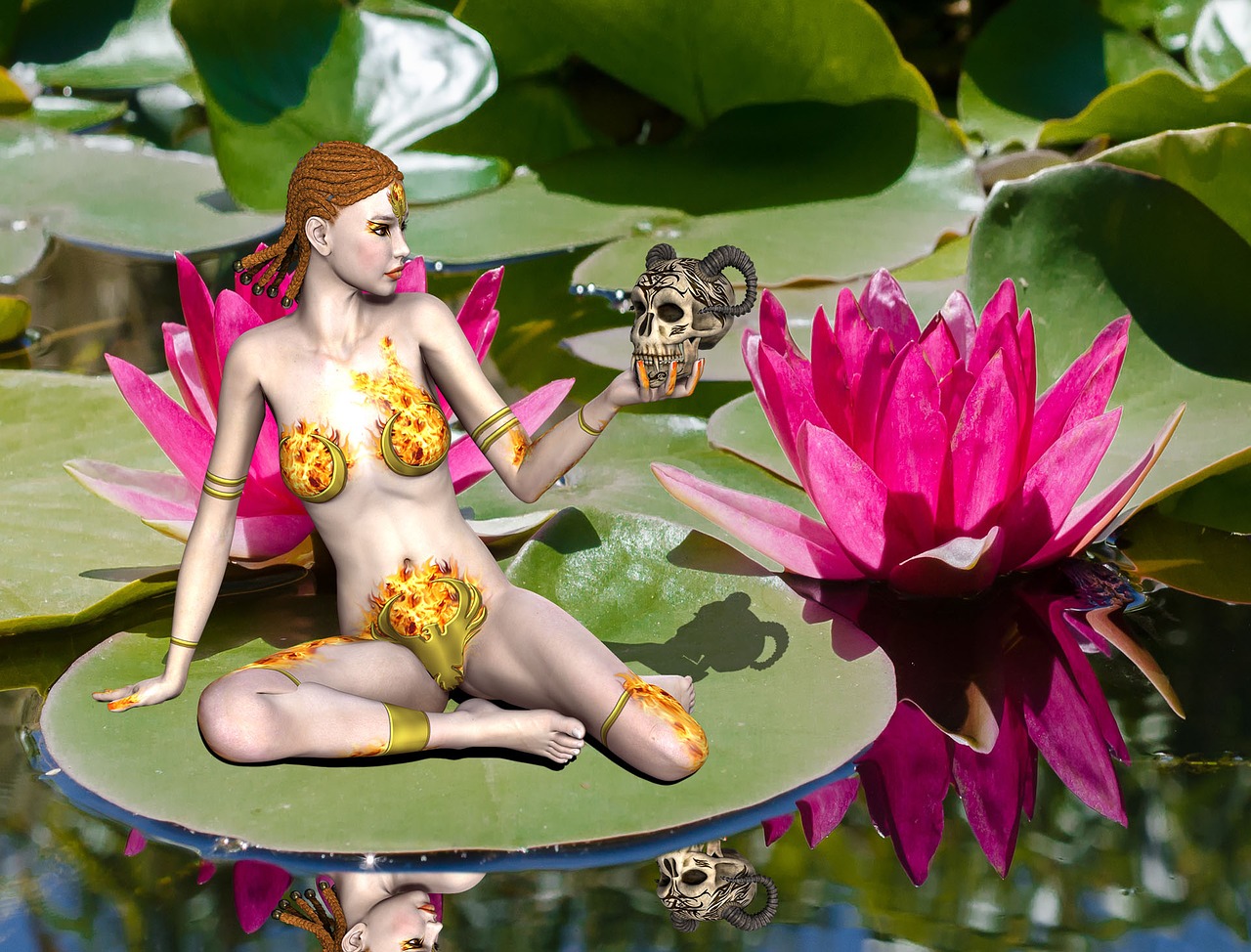 fantasy woman lotus free photo