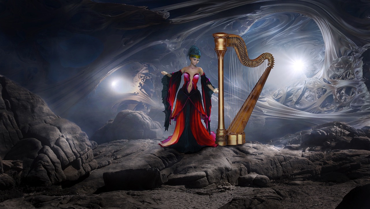 fantasy harp cave free photo