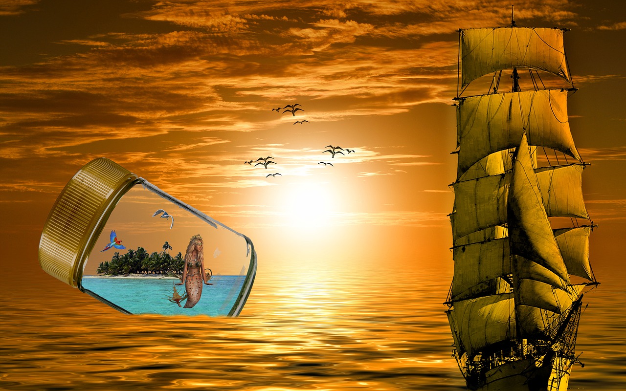 fantasy sea sailing vessel free photo