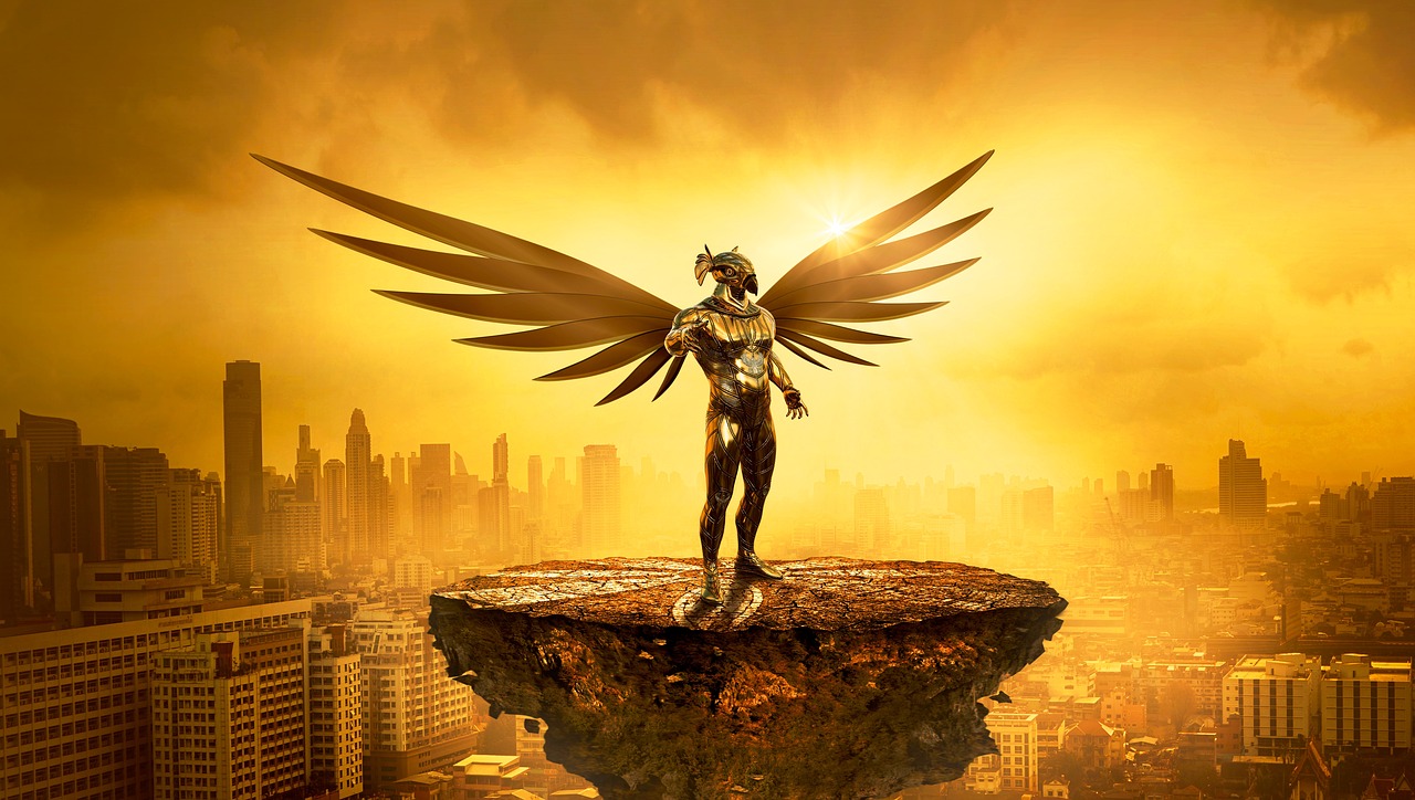 Download free photo of Fantasy,angel,golden,city,light - from needpix.com
