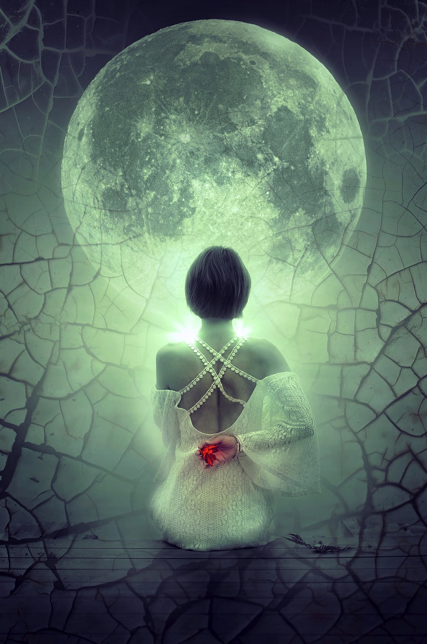 fantasy  moon  woman free photo