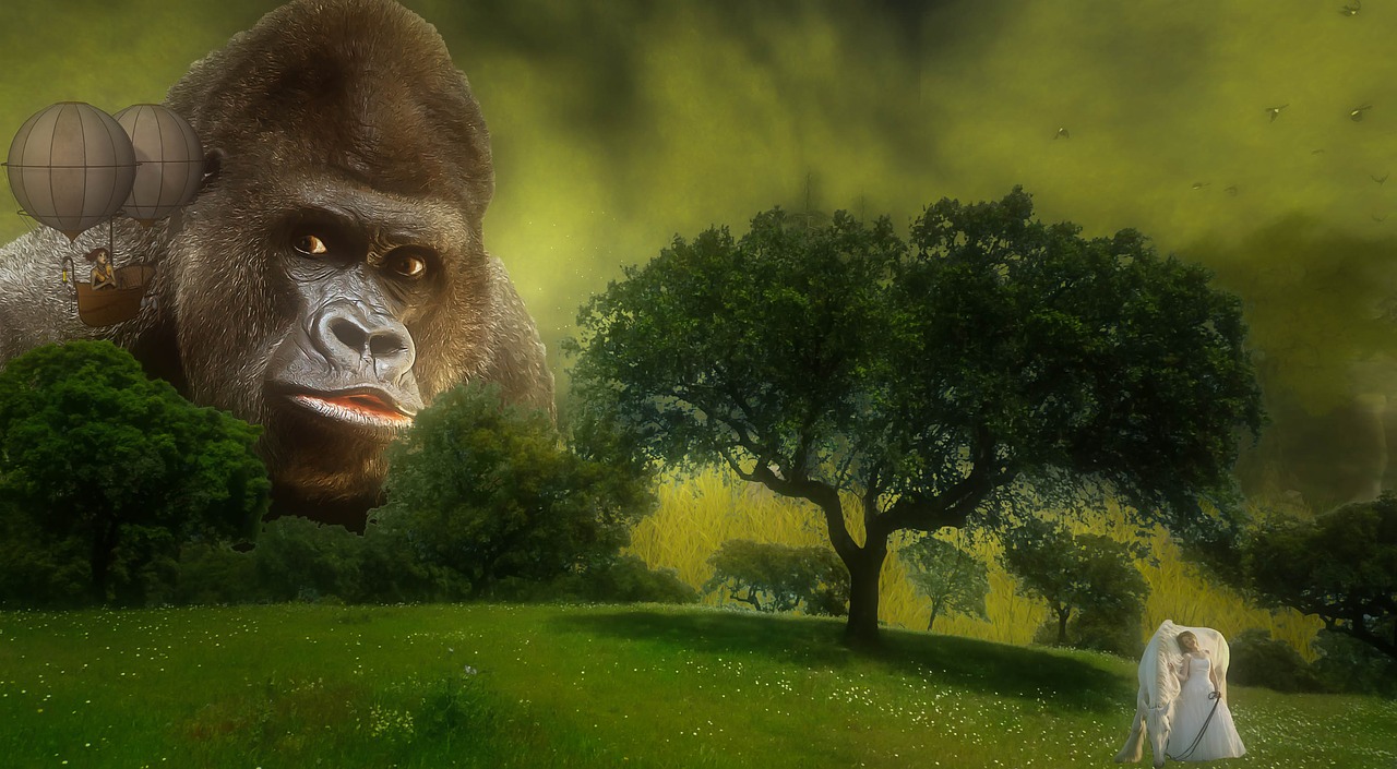 fantasy  gorilla  composing free photo