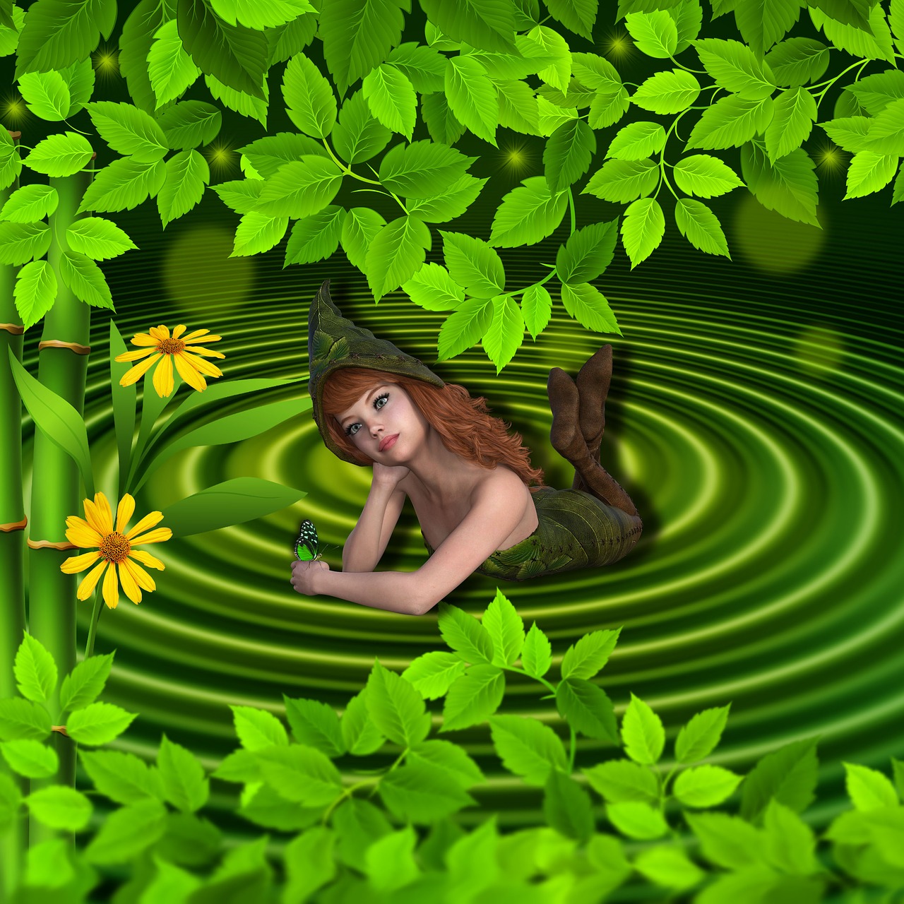 fantasy  green  green leaves free photo