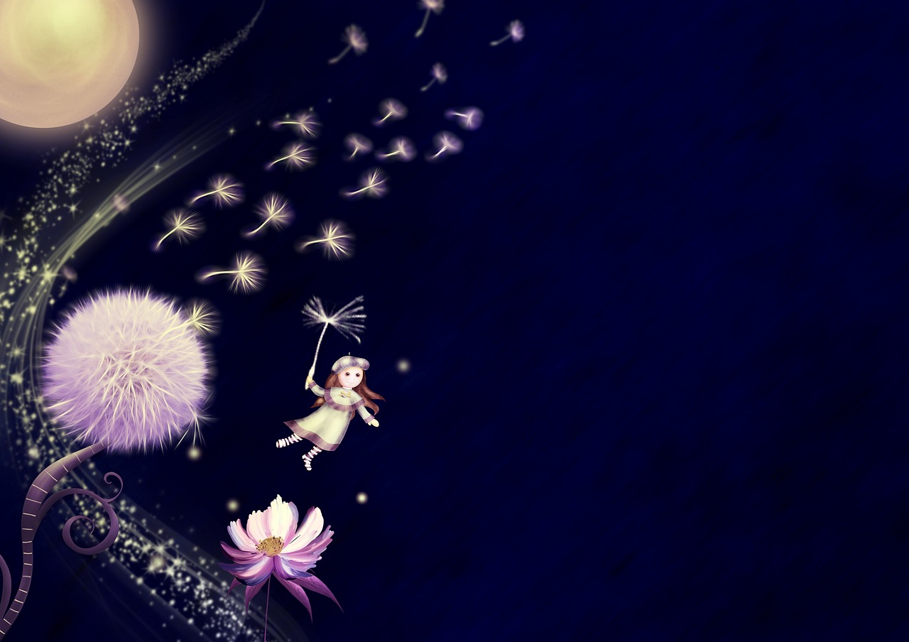 fantasy  dandelion  moon free photo