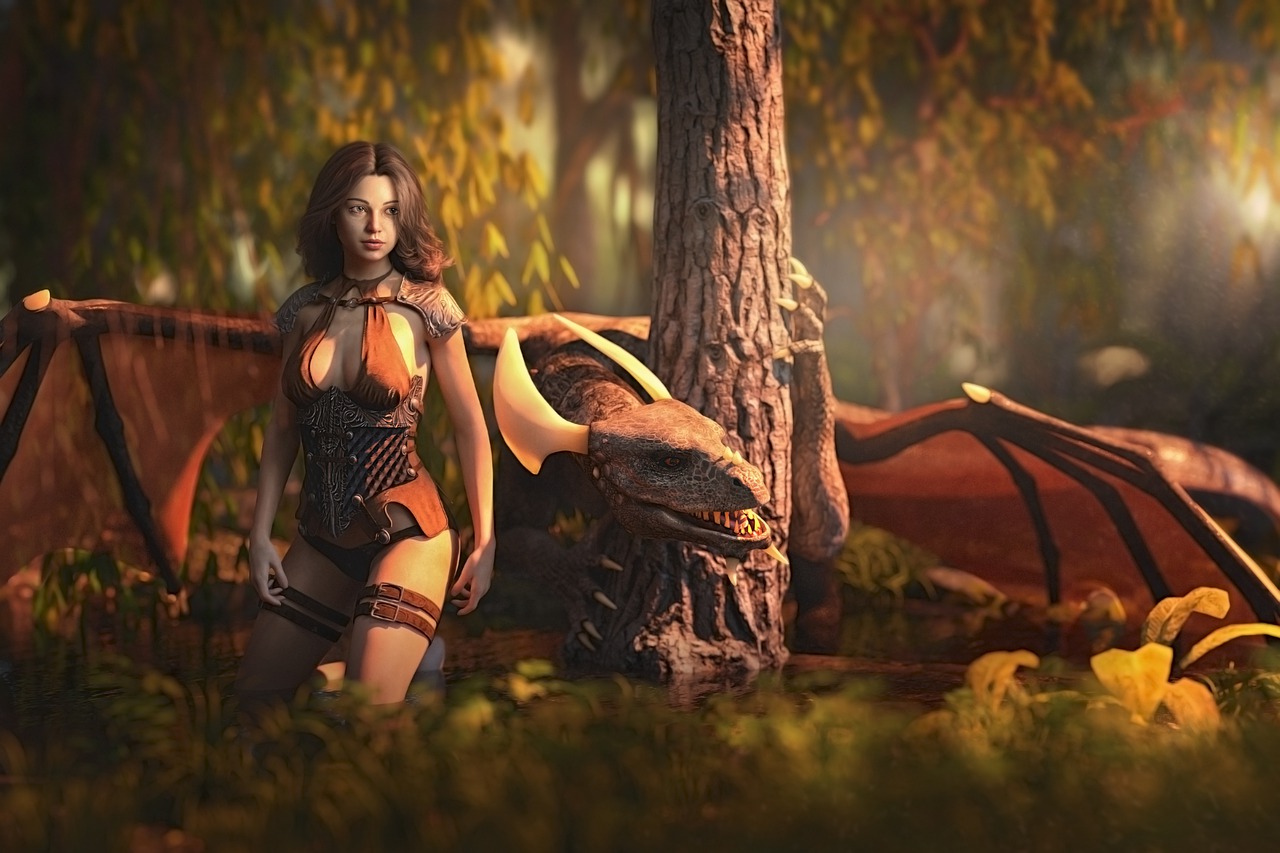 fantasy  girl  dragon free photo