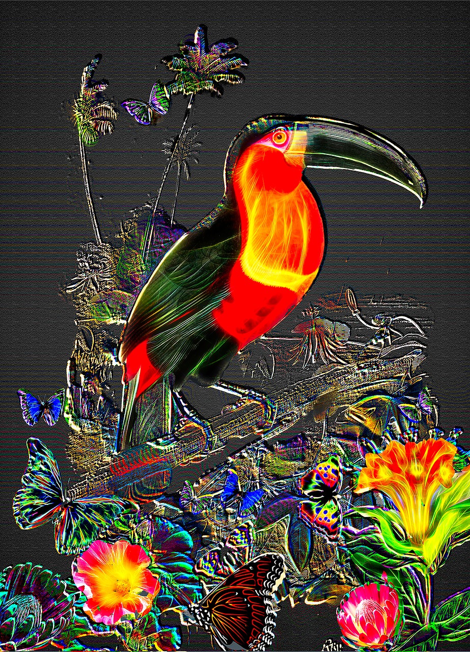 fantasy toucan jungle background toucan wall art free photo