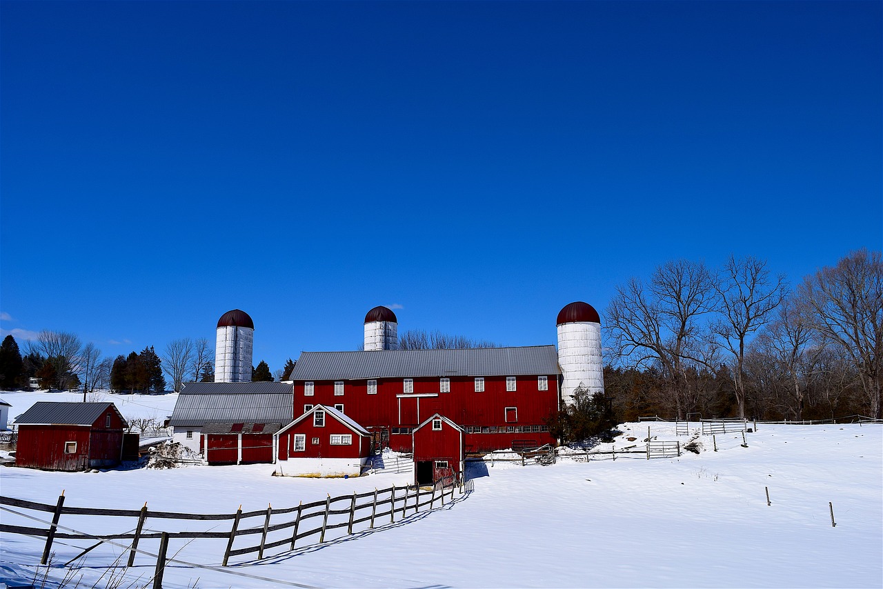 farm snow silo free photo