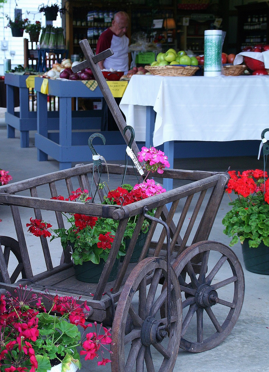 farm farm market flower cart free photo