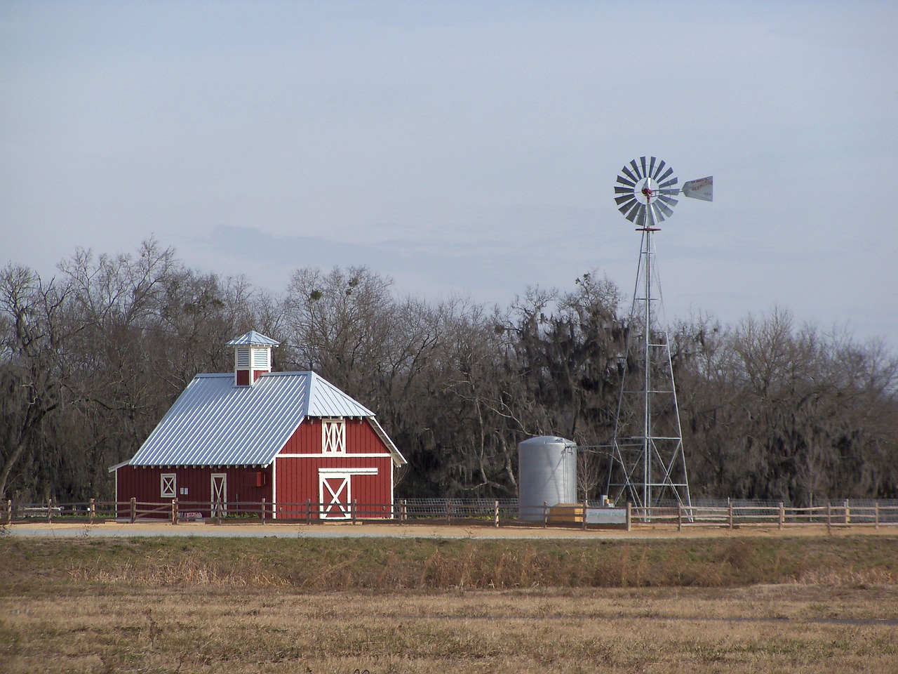 farm red windmill free photo