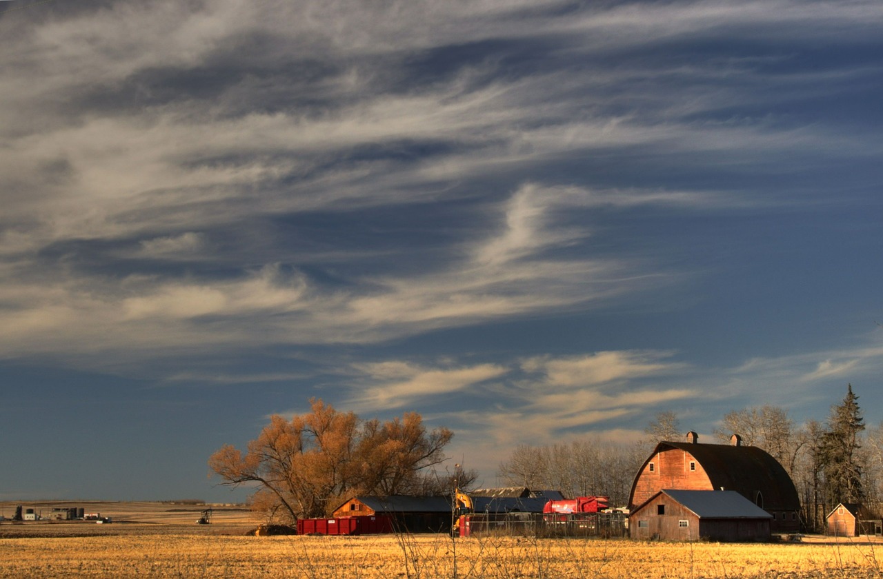 farm prairie clouds free photo
