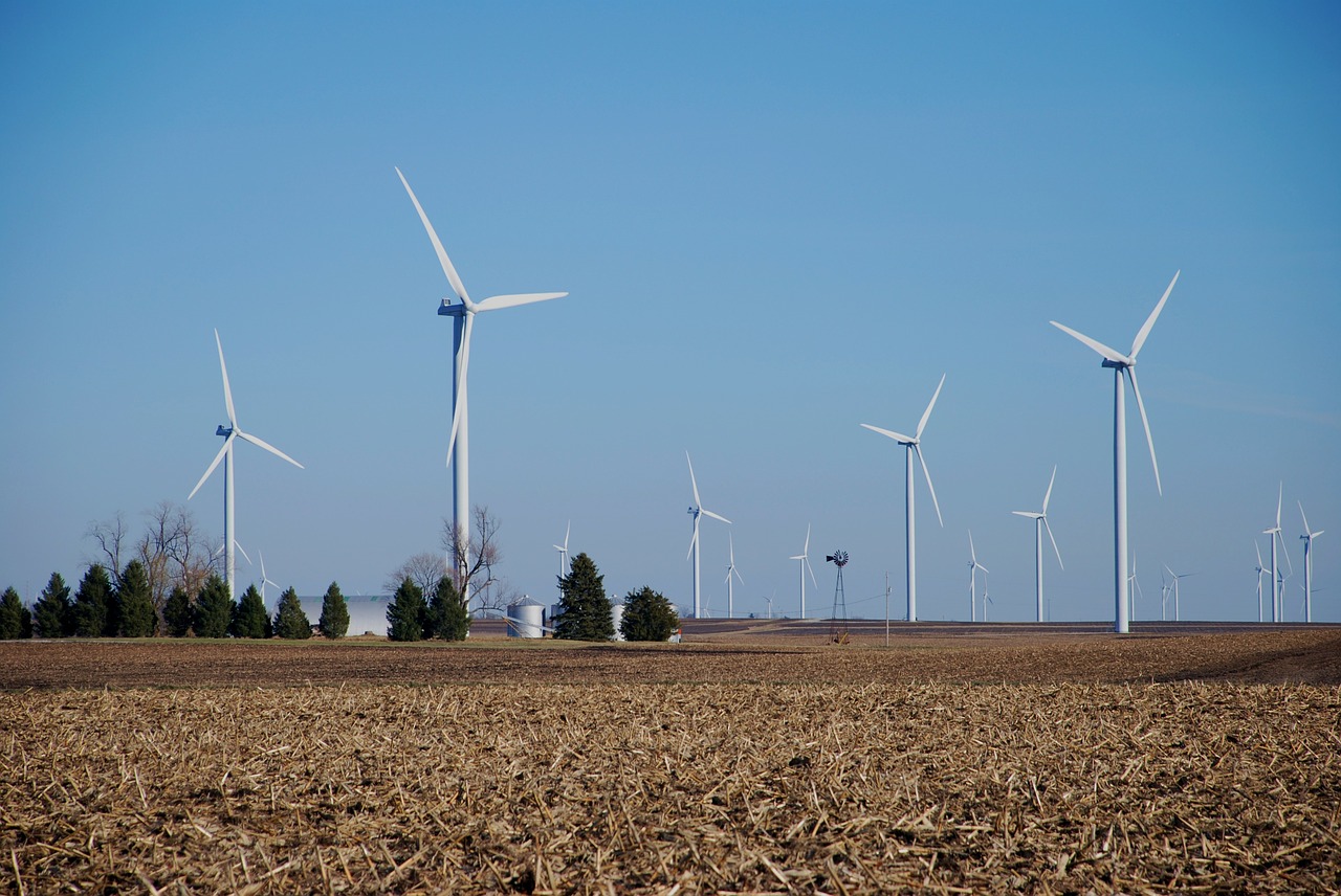farm wind machines wind turbines free photo