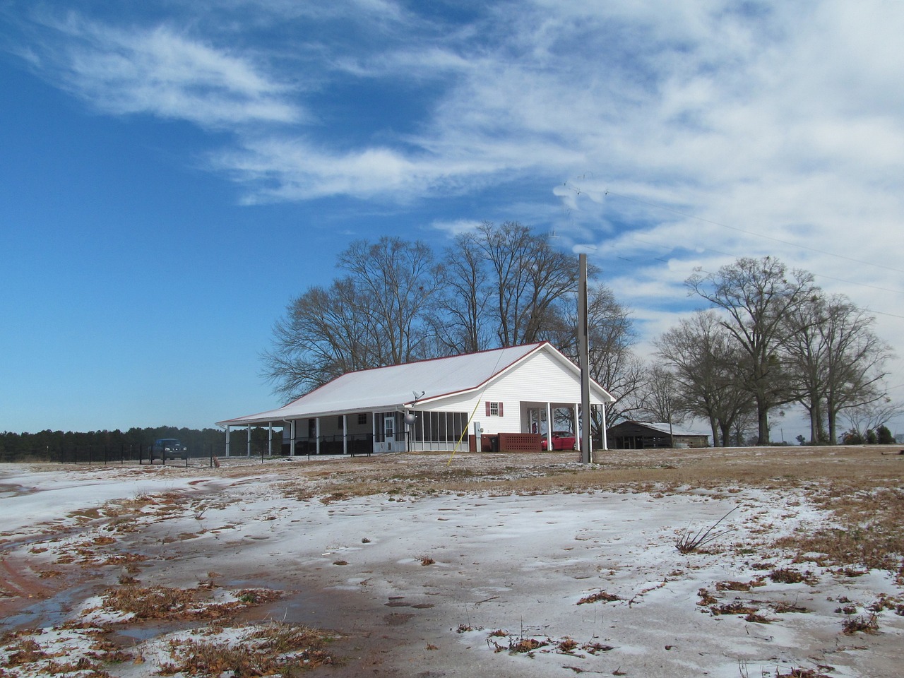 farm blue sky clouds free photo