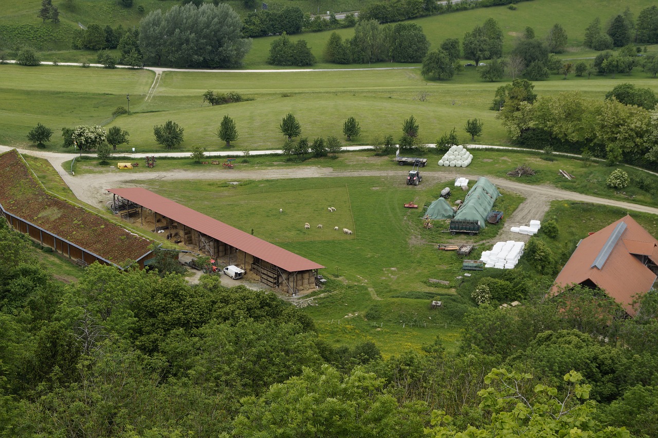 farm homestead from above free photo