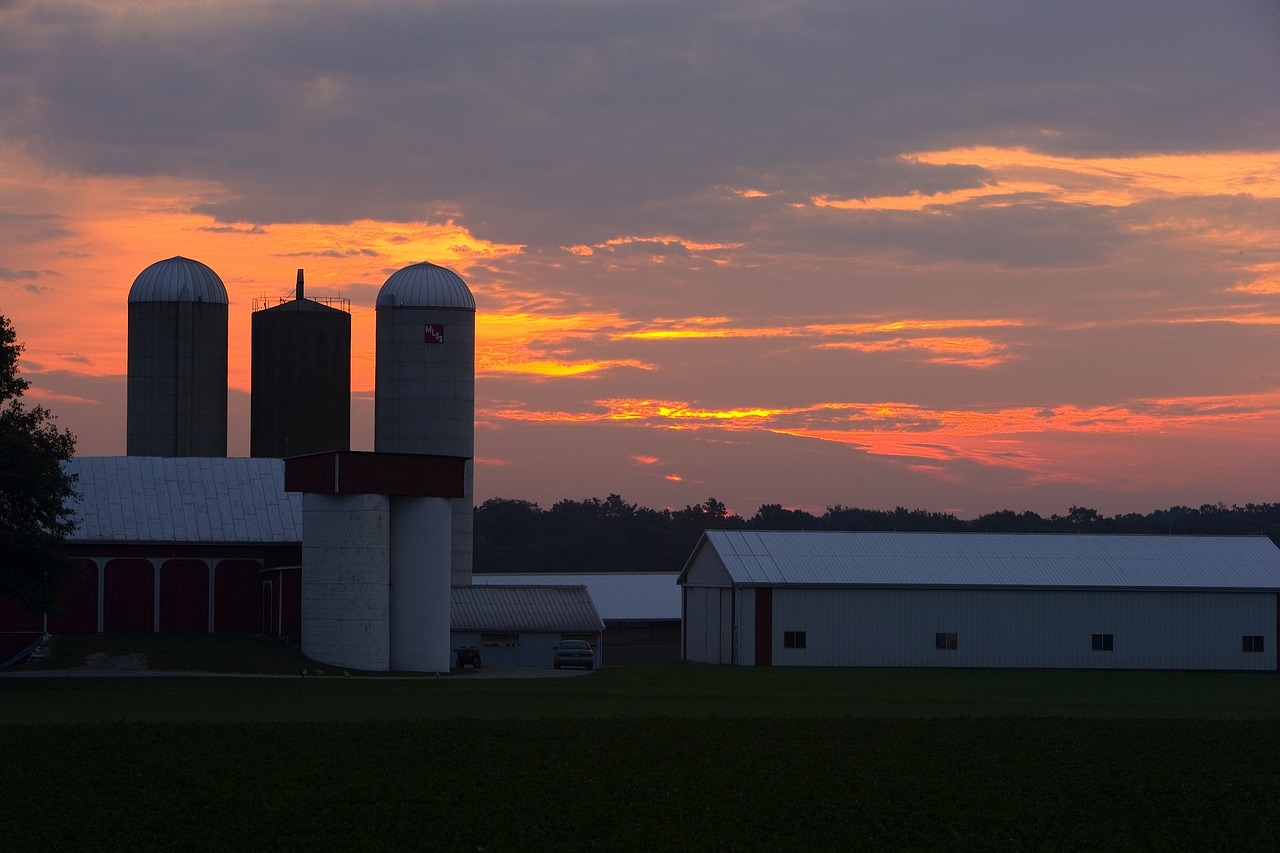 farm sunset landscape free photo