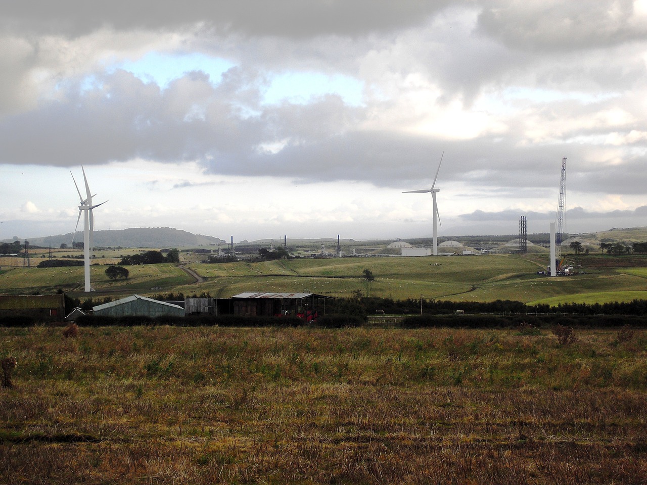 farm farm house wind turbines free photo