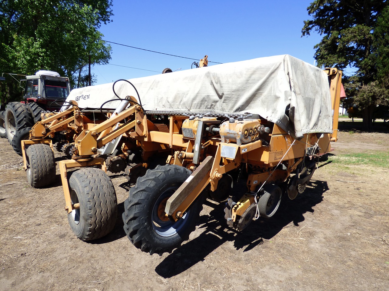 farm equipment seeder tractor free photo