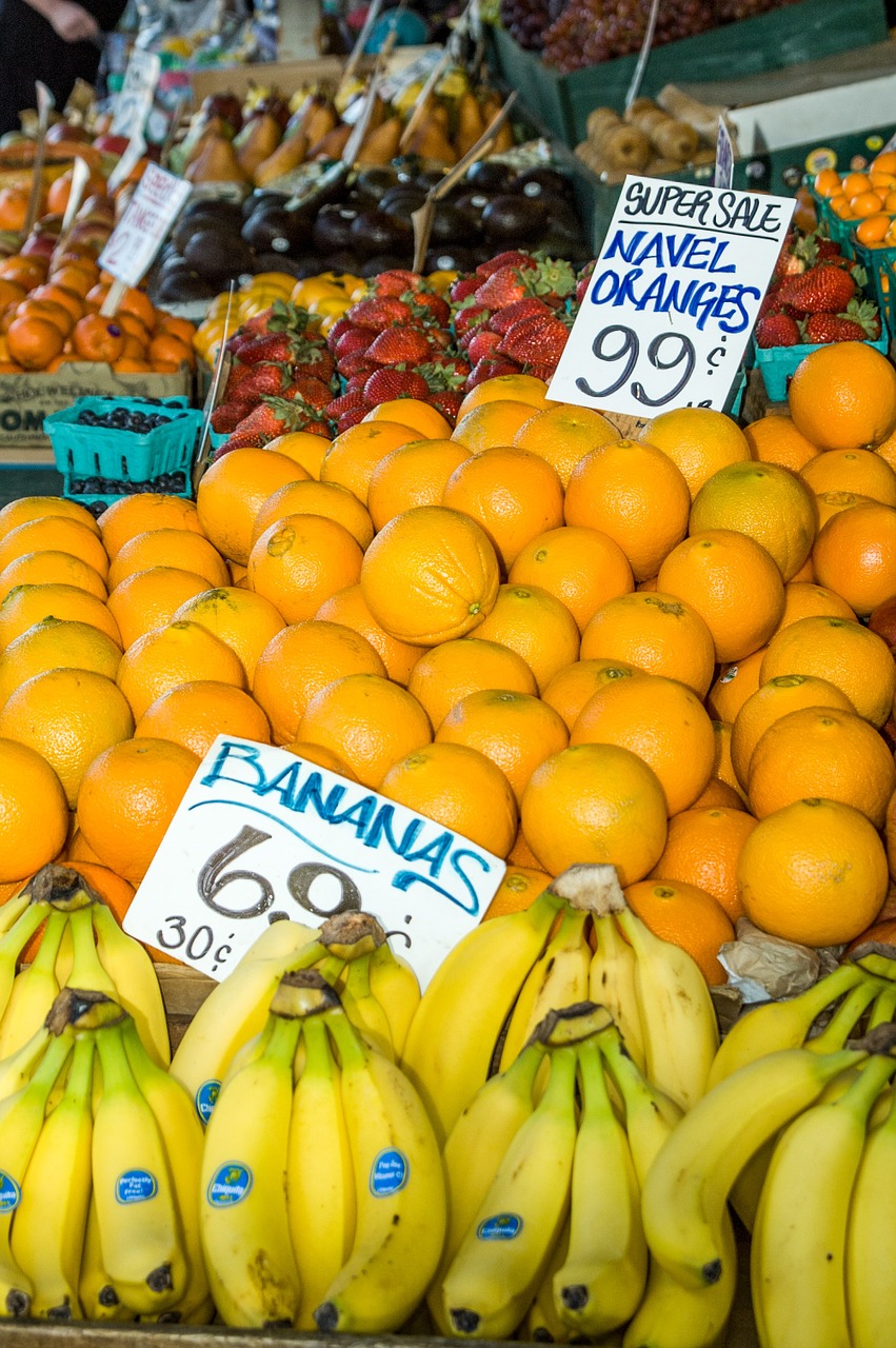Farmers market,fruit,vegetables,bananas,oranges - free image from ...