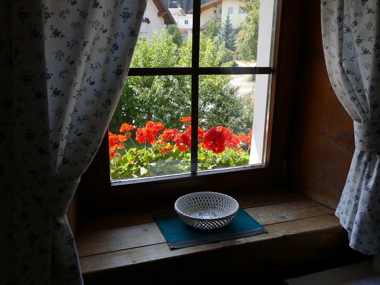 farmhouse window flowers free photo