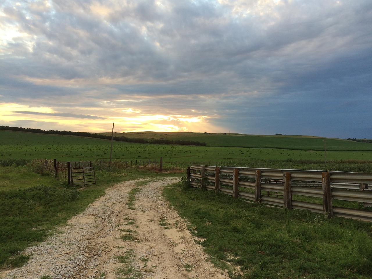 farmland sunset countryside free photo