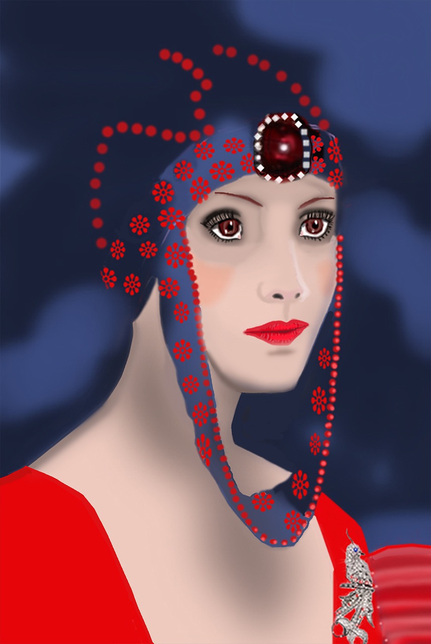 fashionable hat  striking woman  digital art portrait free photo