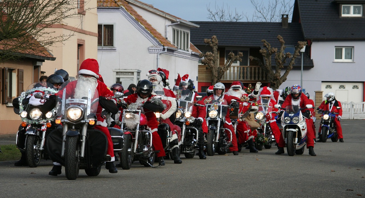 father christmas motorcycles bikers free photo