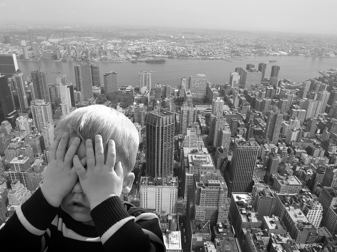 fear of heights child eyes closed free photo