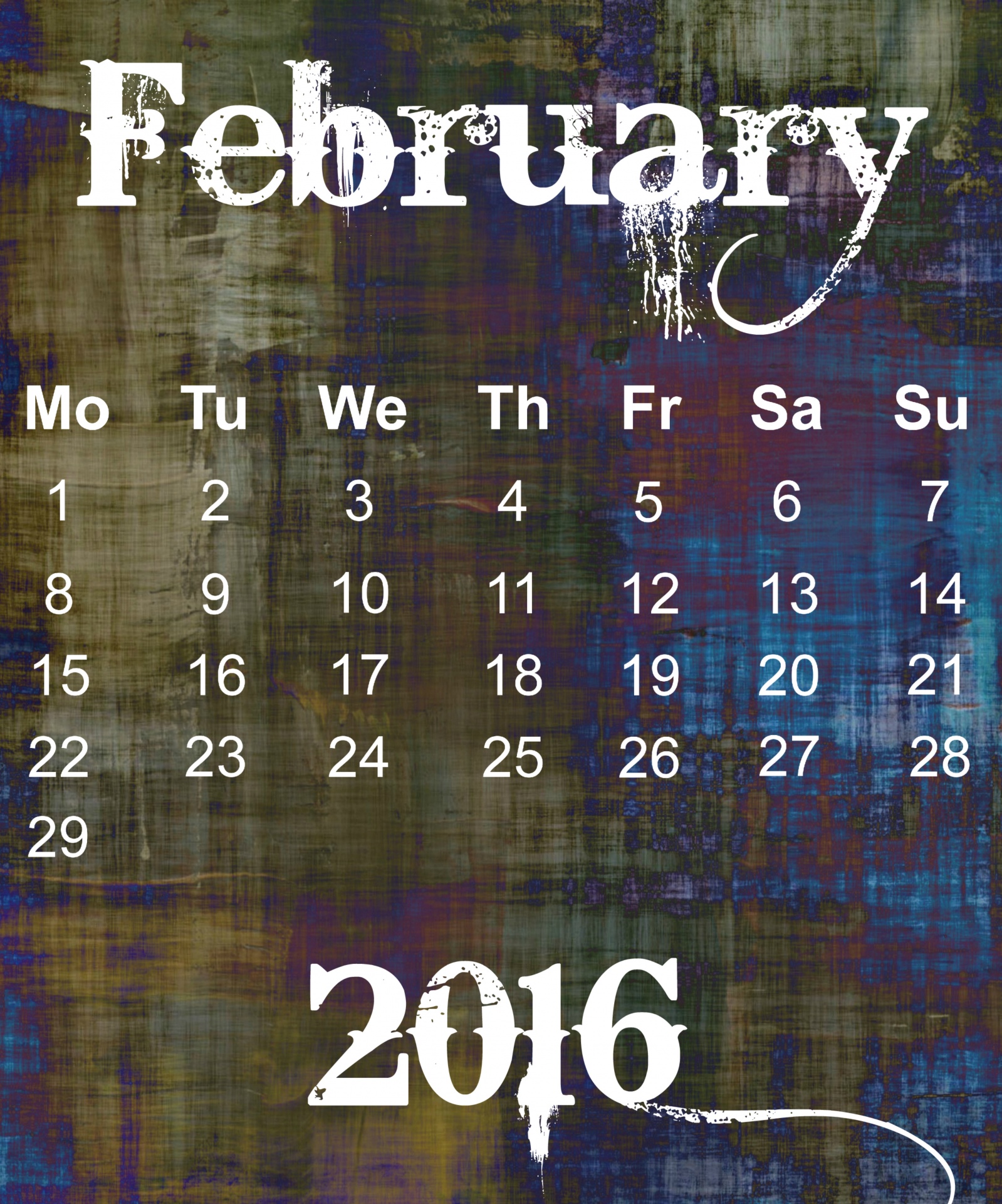 february 2016 calendar free photo
