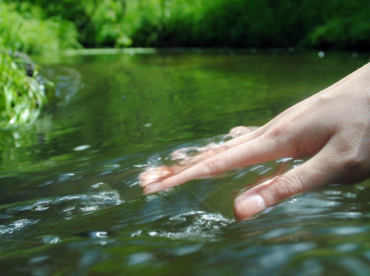 feeling  hand  river free photo