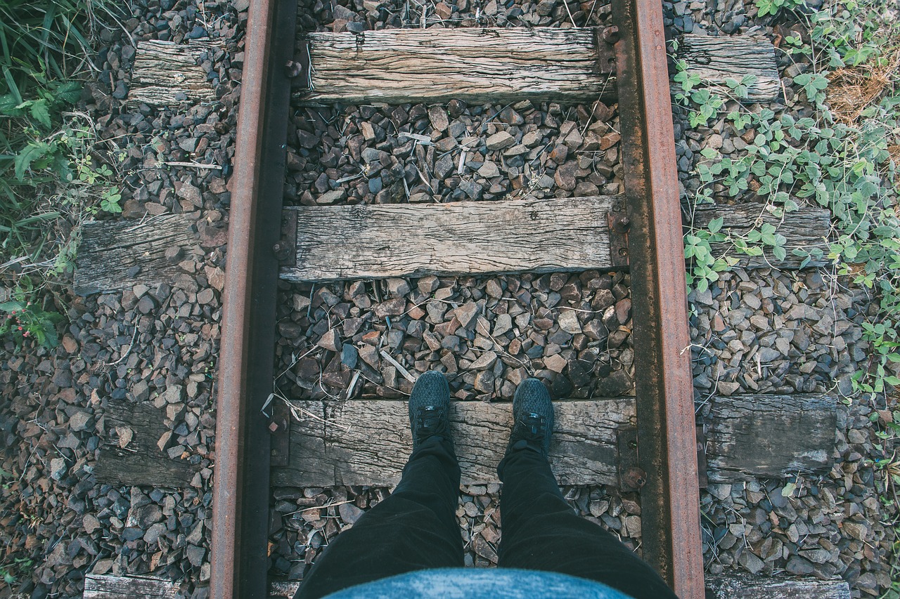 feet legs railroad free photo