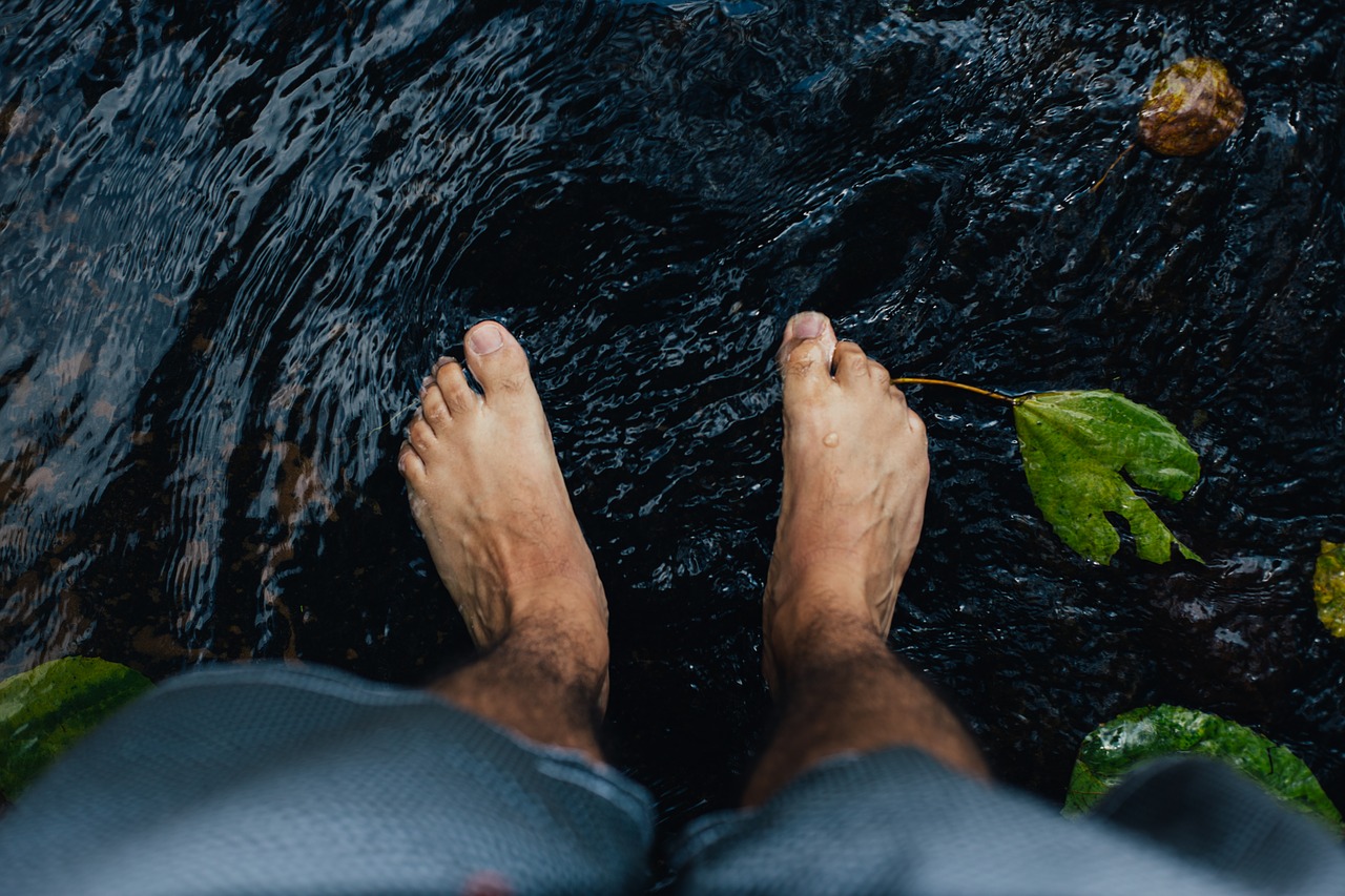 feet water river free photo