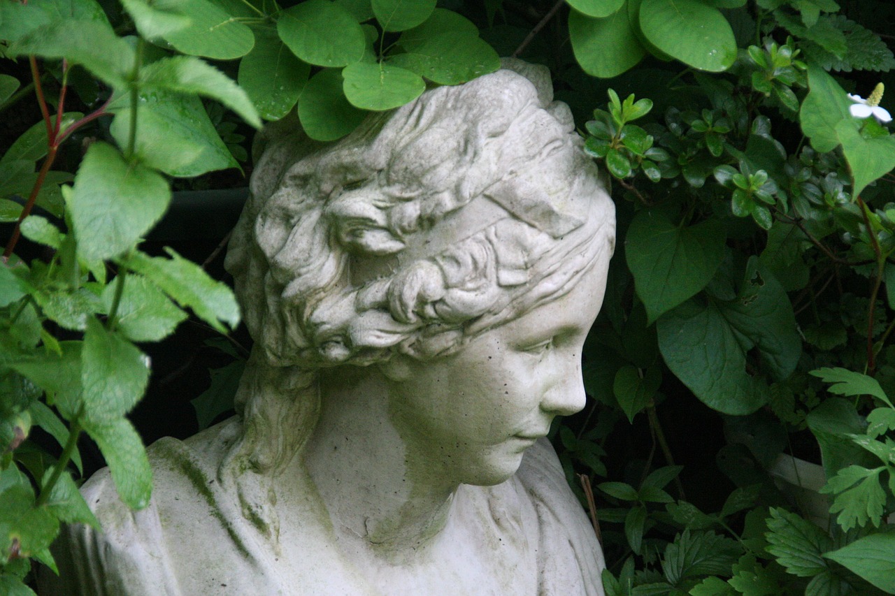 female bust  garden  statue free photo