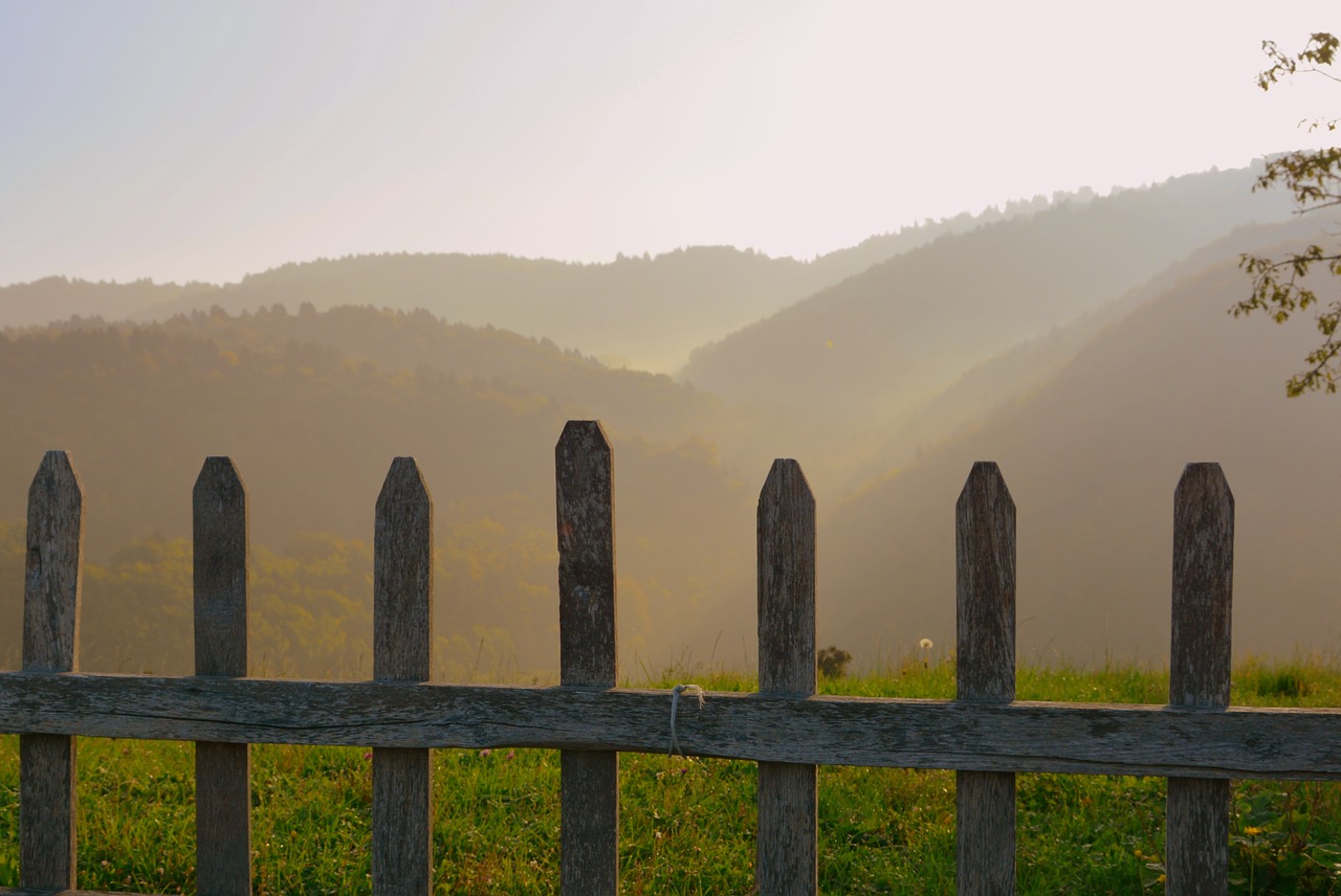 fence mountain fog free photo