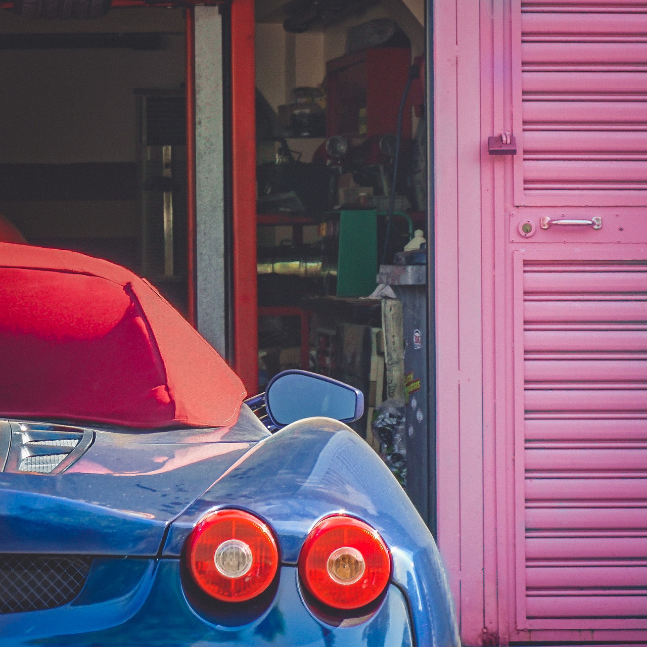 ferrari blue garage free photo