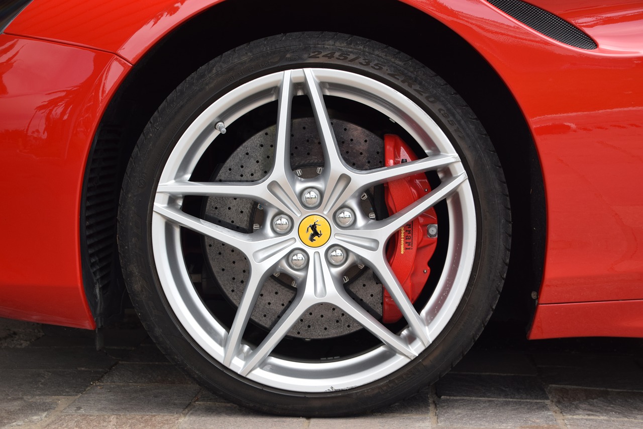 ferrari  red  wheels free photo