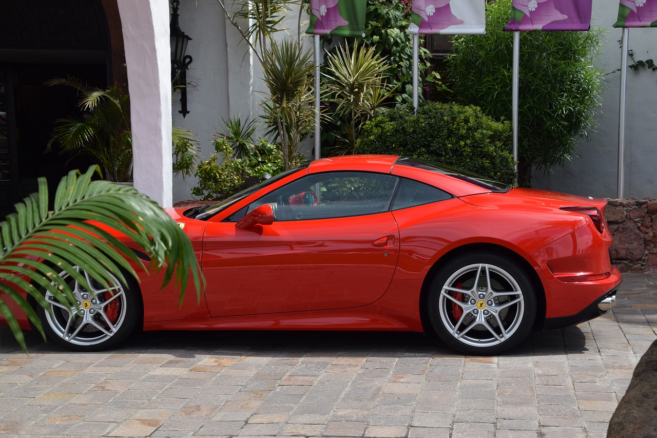 ferrari  red  wheels free photo