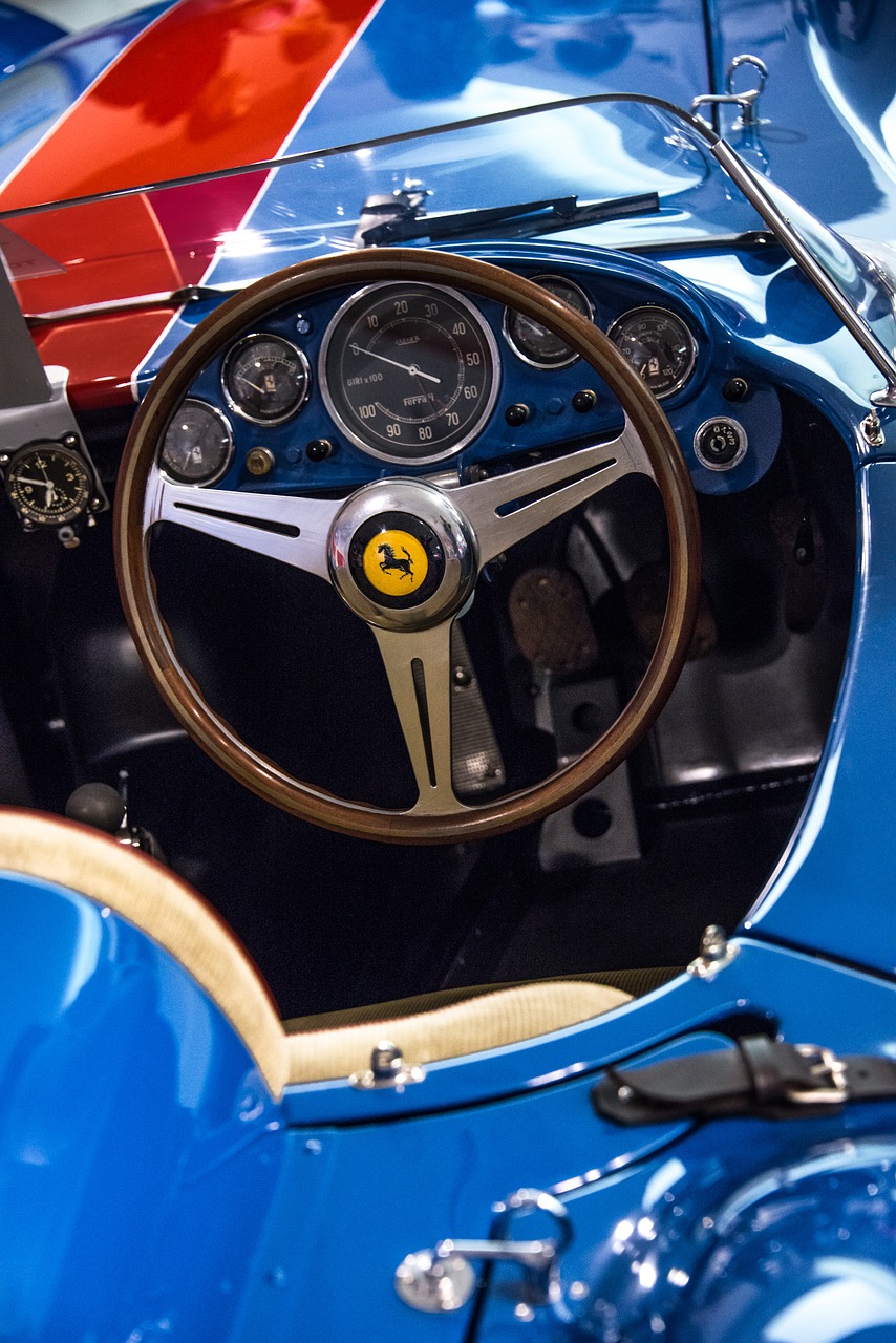 steering wheel ferrari blue free photo