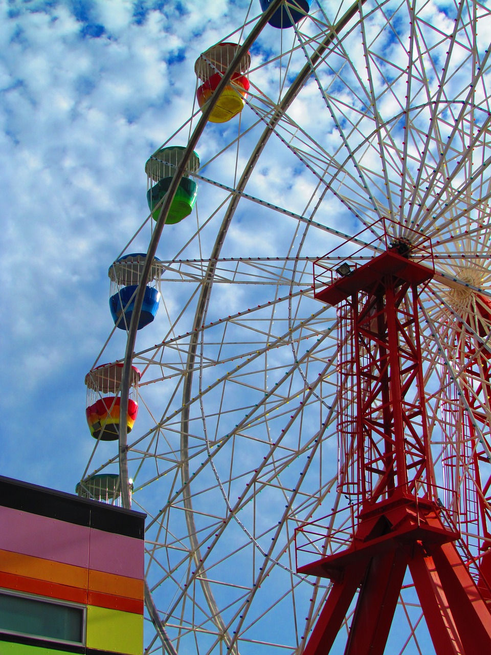 ferris wheel clouds amusement park free photo