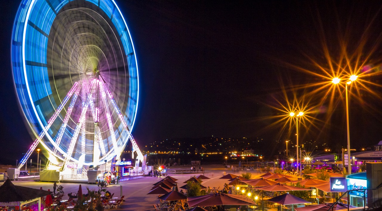 ferris wheel fair night free photo