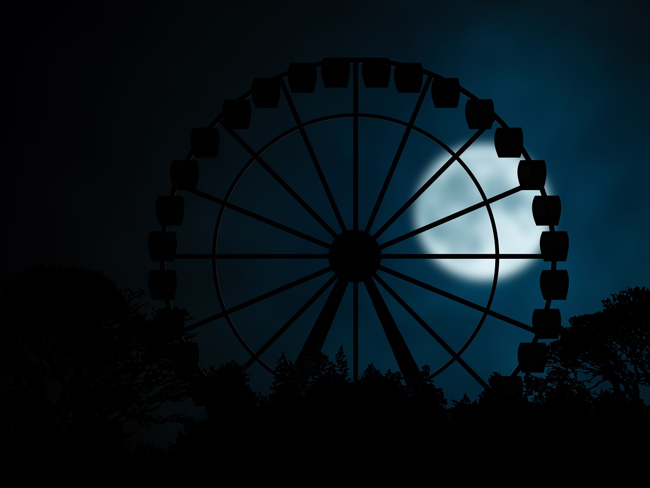 ferris wheel night silhouette free photo