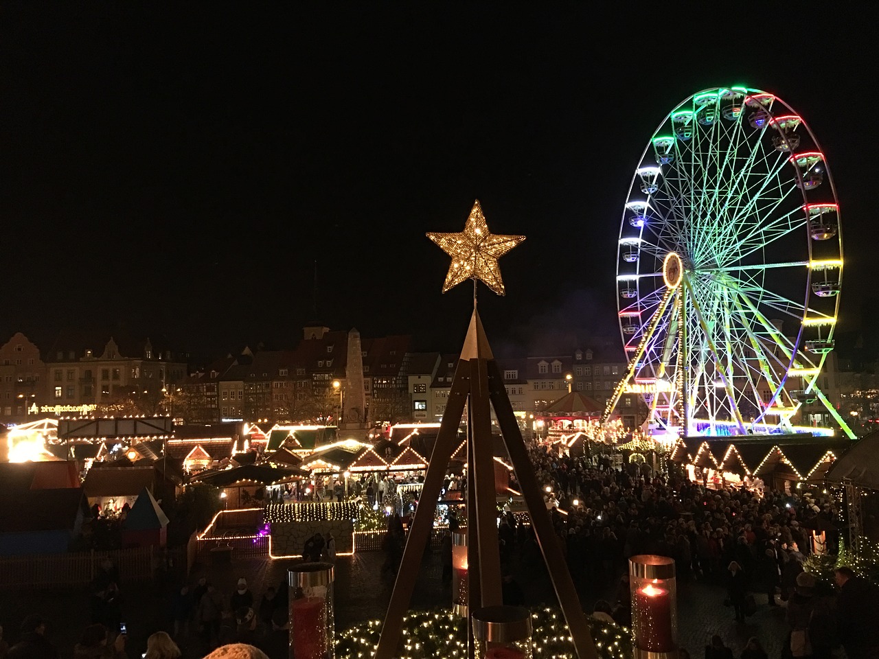 ferris wheel christmas market erfurt free photo