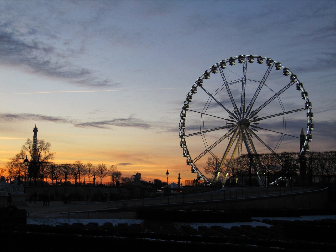 ferris wheel sunset sky free photo