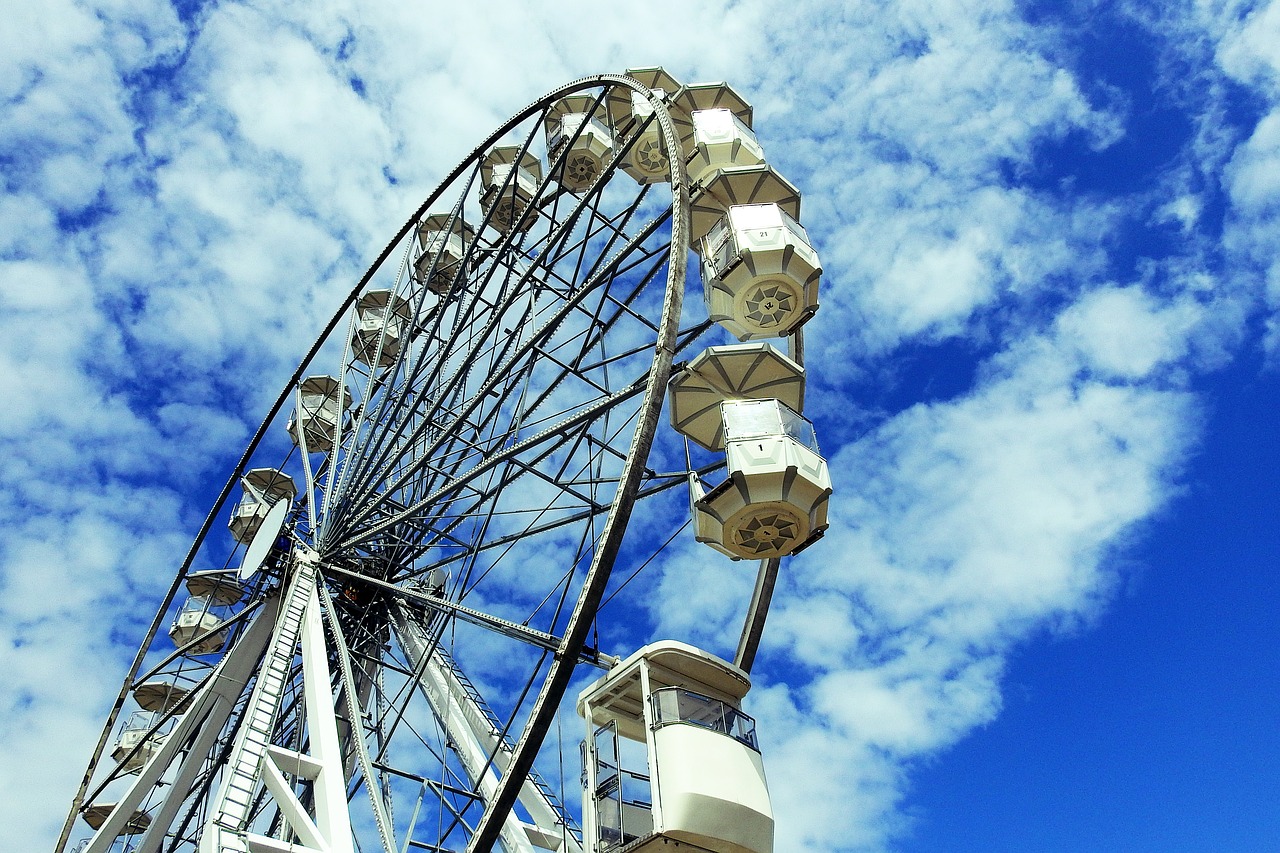 ferris wheel  clouds  sky free photo