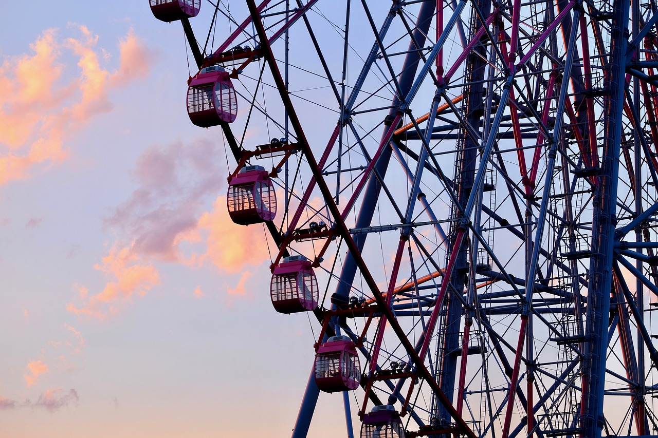 ferris wheel  park  sunset free photo