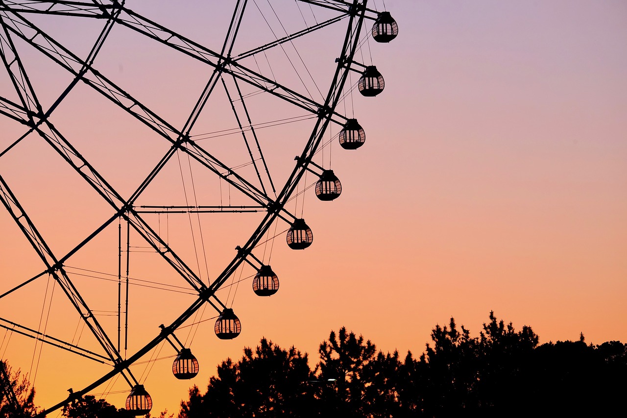 ferris wheel  park  sunset free photo