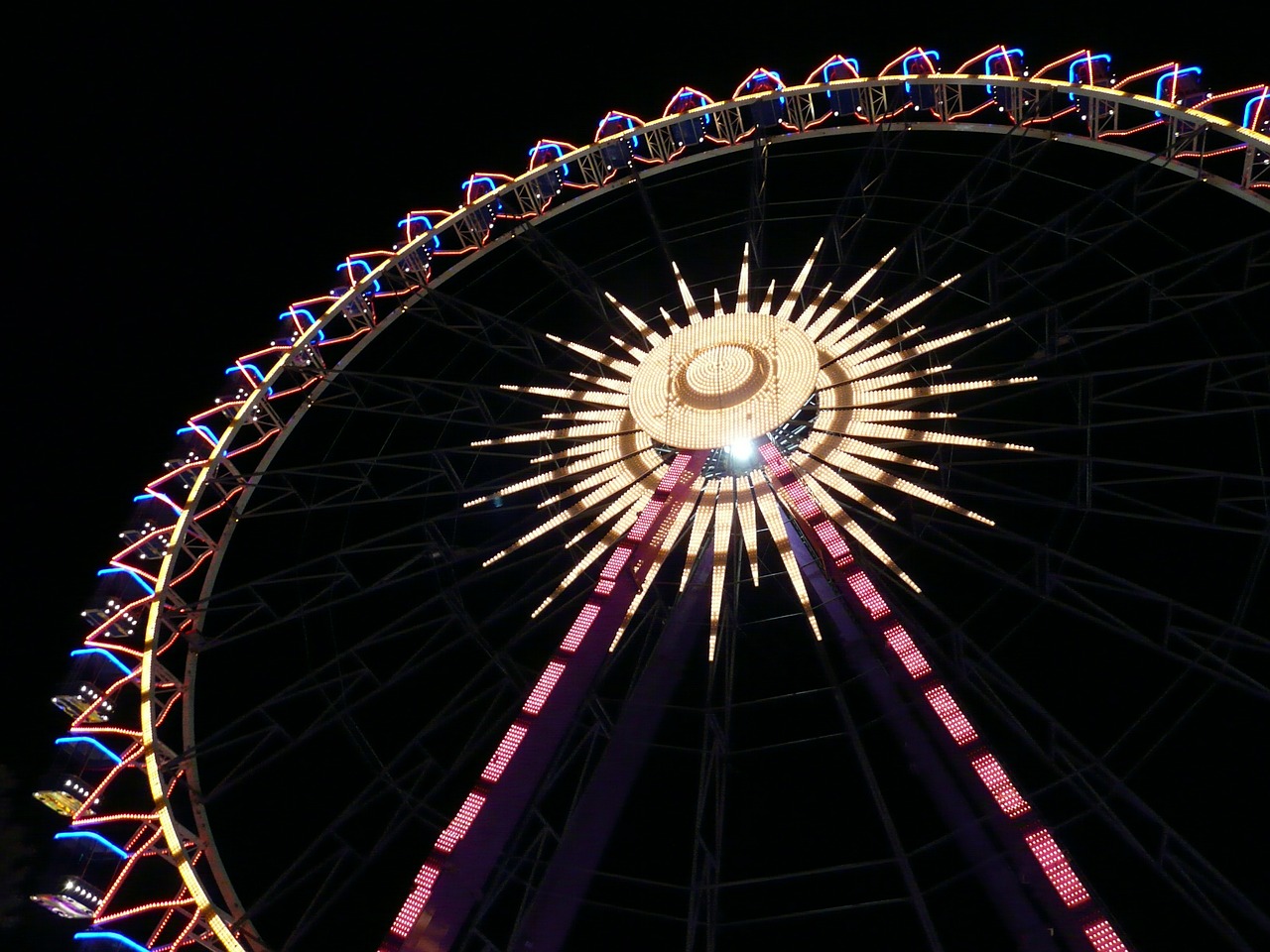 ferris wheel illuminated night free photo