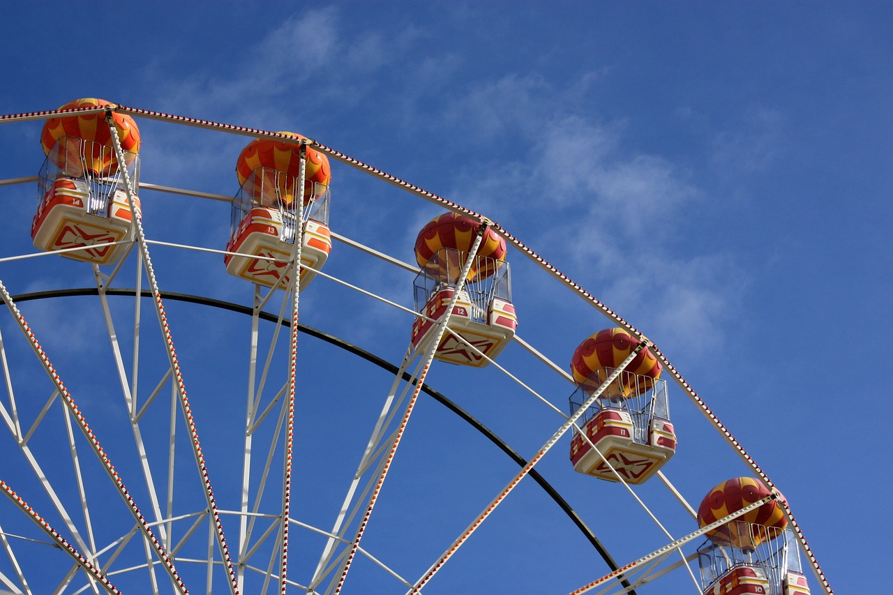 ferris wheel blue skies wheel free photo